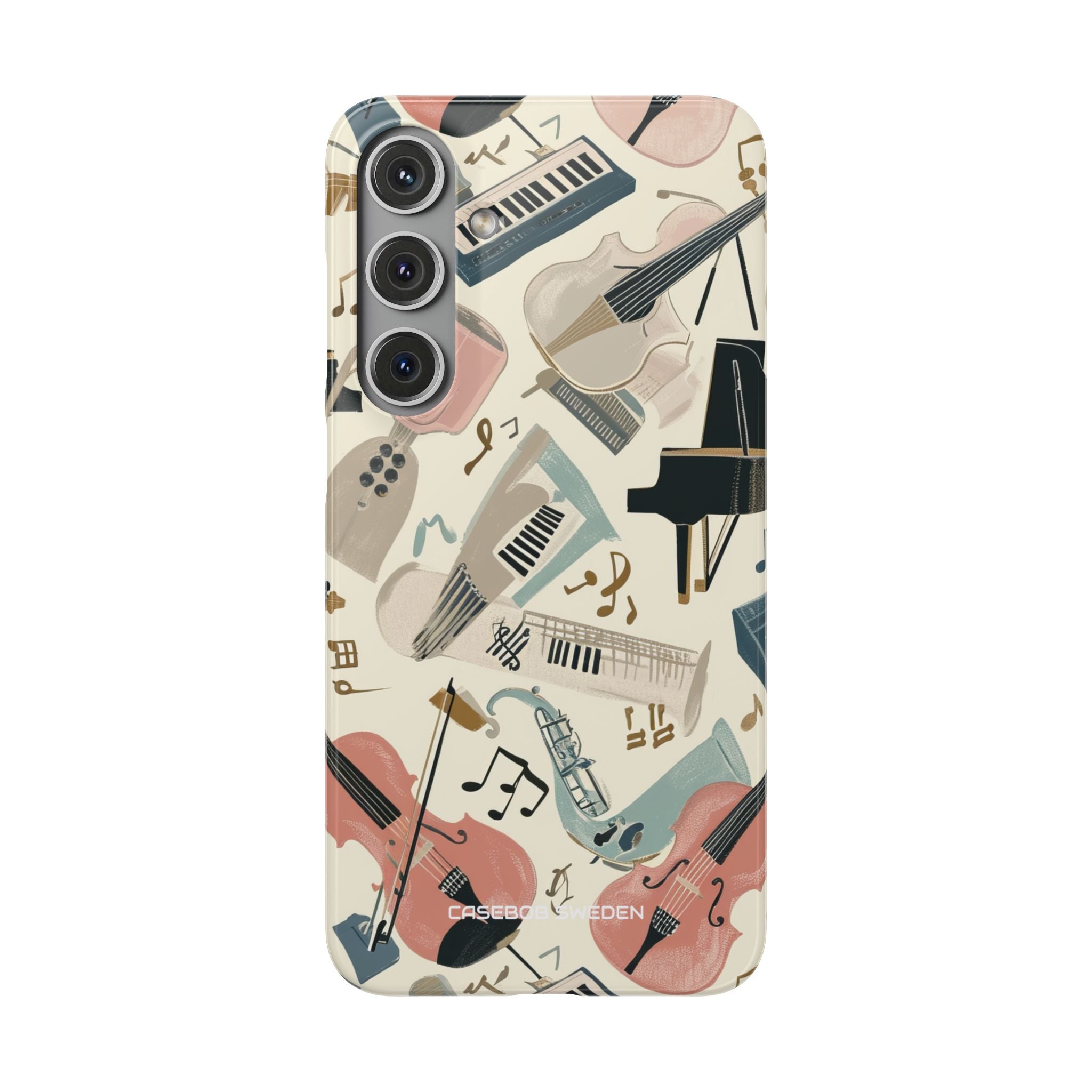 Beige Musical Instruments Pattern - Slim Samsung S24 Phone Case