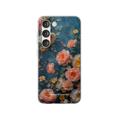 Blue Floral Elegance - Flexi Samsung S23 Phone Case