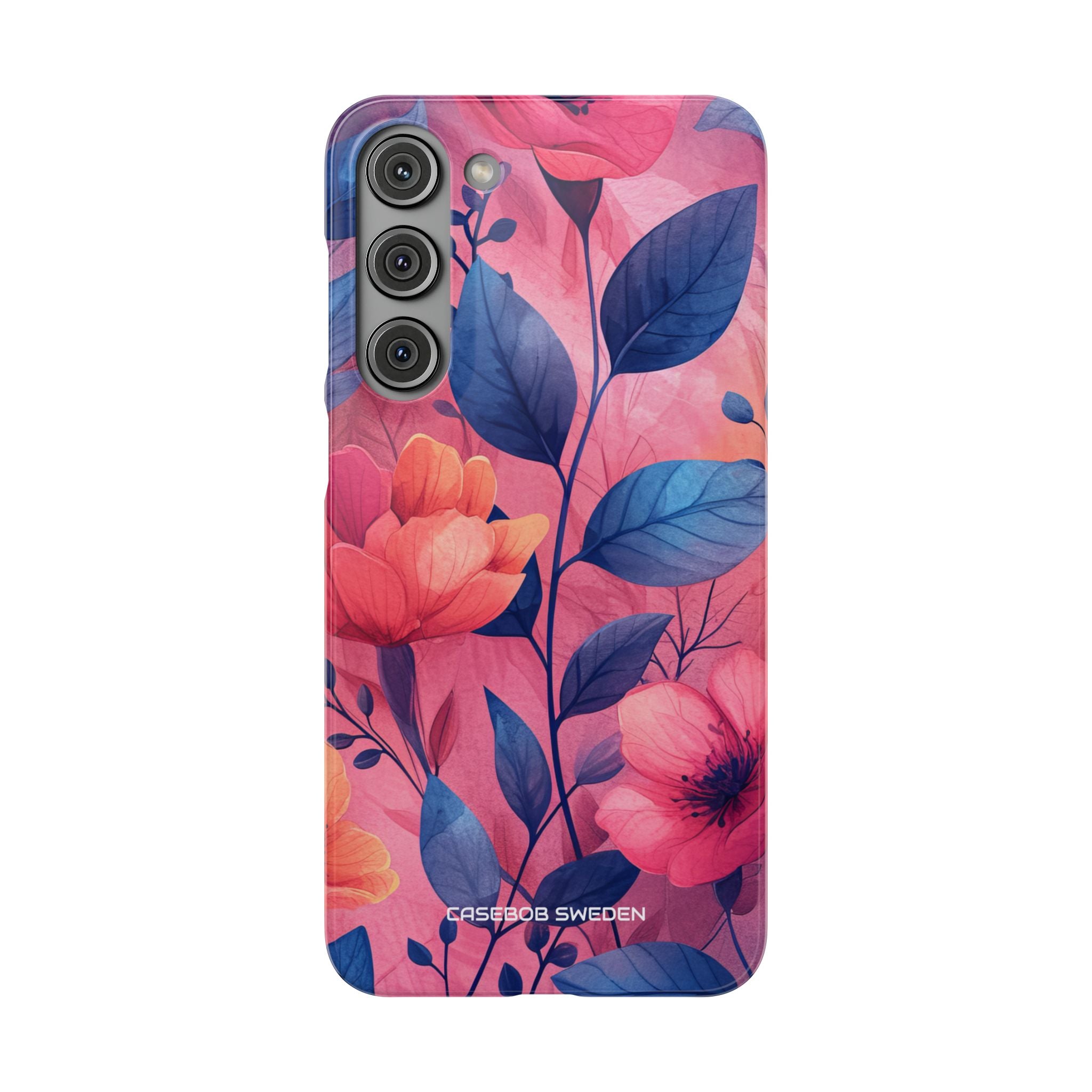 Pink Blue Floral - Slim Samsung S23 Phone Case