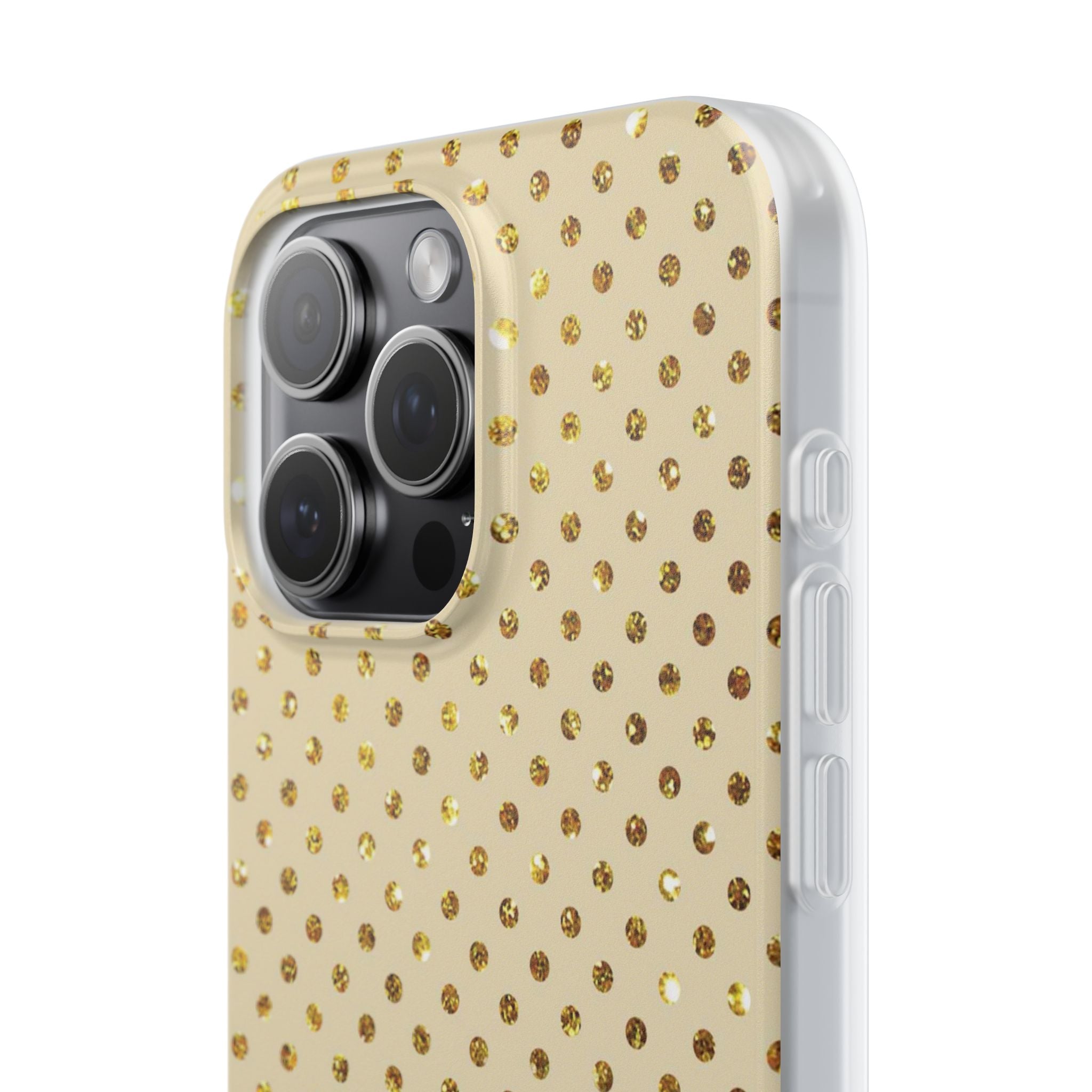 Gold Sparkle Grid iPhone 15 Pro Max Case - Soft