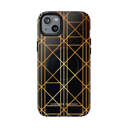 Golden Geometric Elegance iPhone 14 | Tough+ Phone Case