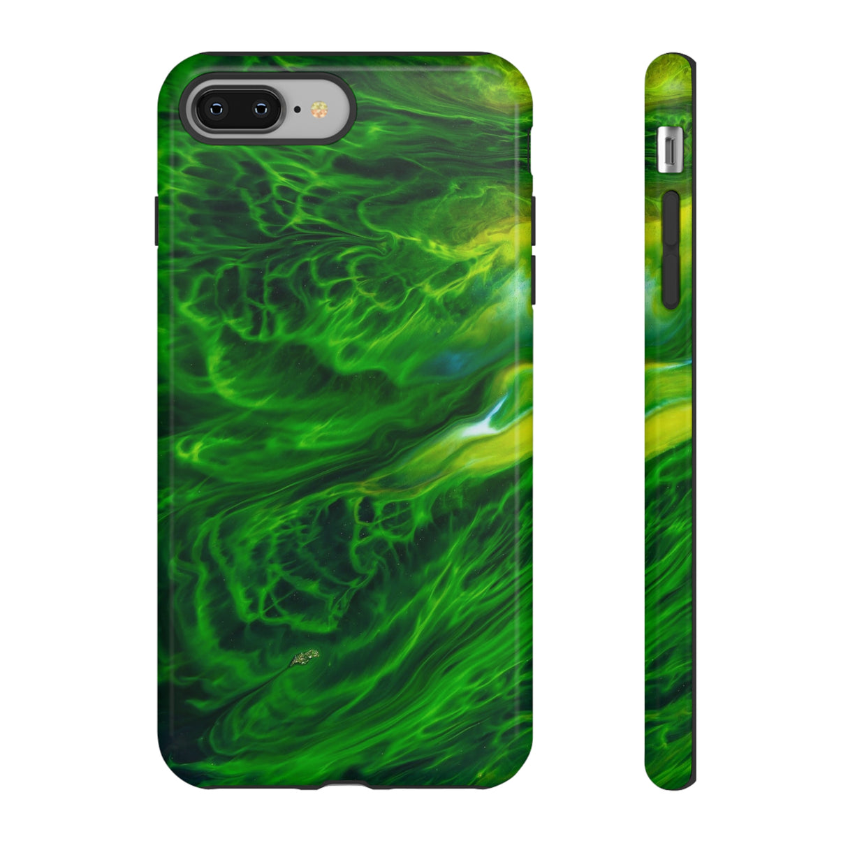 Neon Green Wave Ink Art iPhone Case (Protective) iPhone 8 Plus Glossy Phone Case