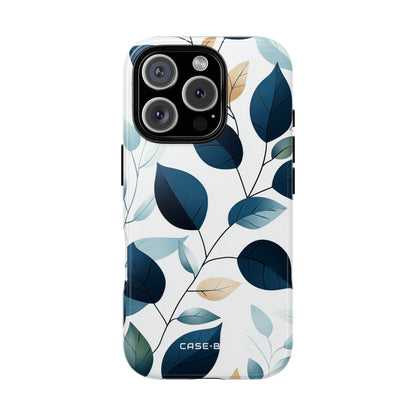 Navy Veined Leaves iPhone 16 Pro Case - Tough