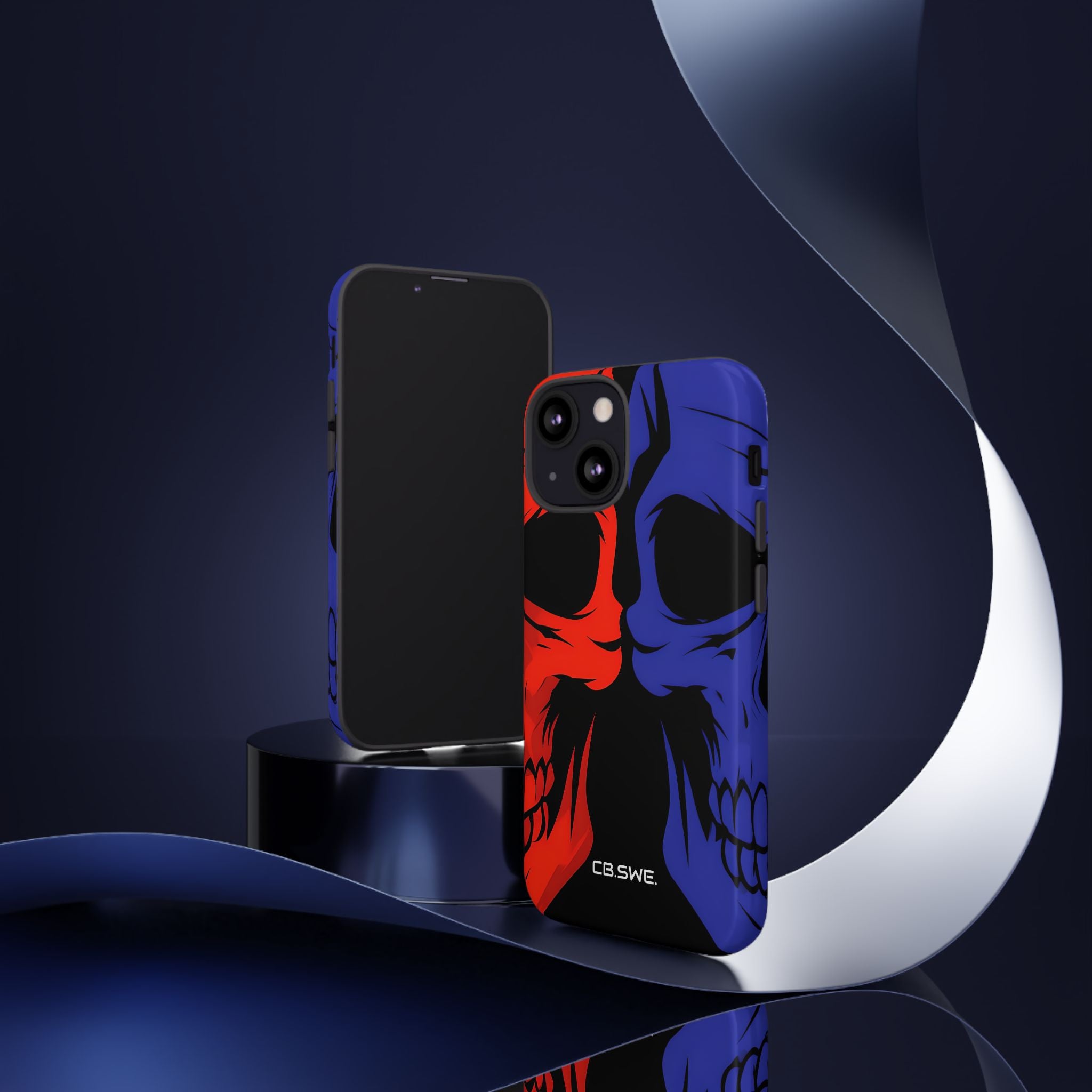 Vivid Overlapping Red Blue Skull Illustration iPhone 13 - Tough