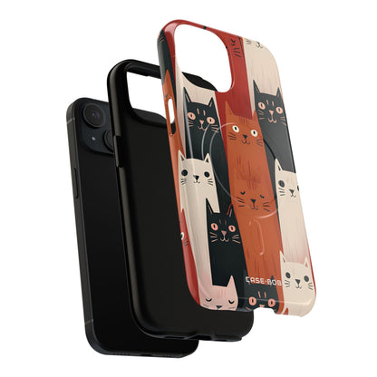 Elongated Cats Black iPhone 15 Case - Tough+