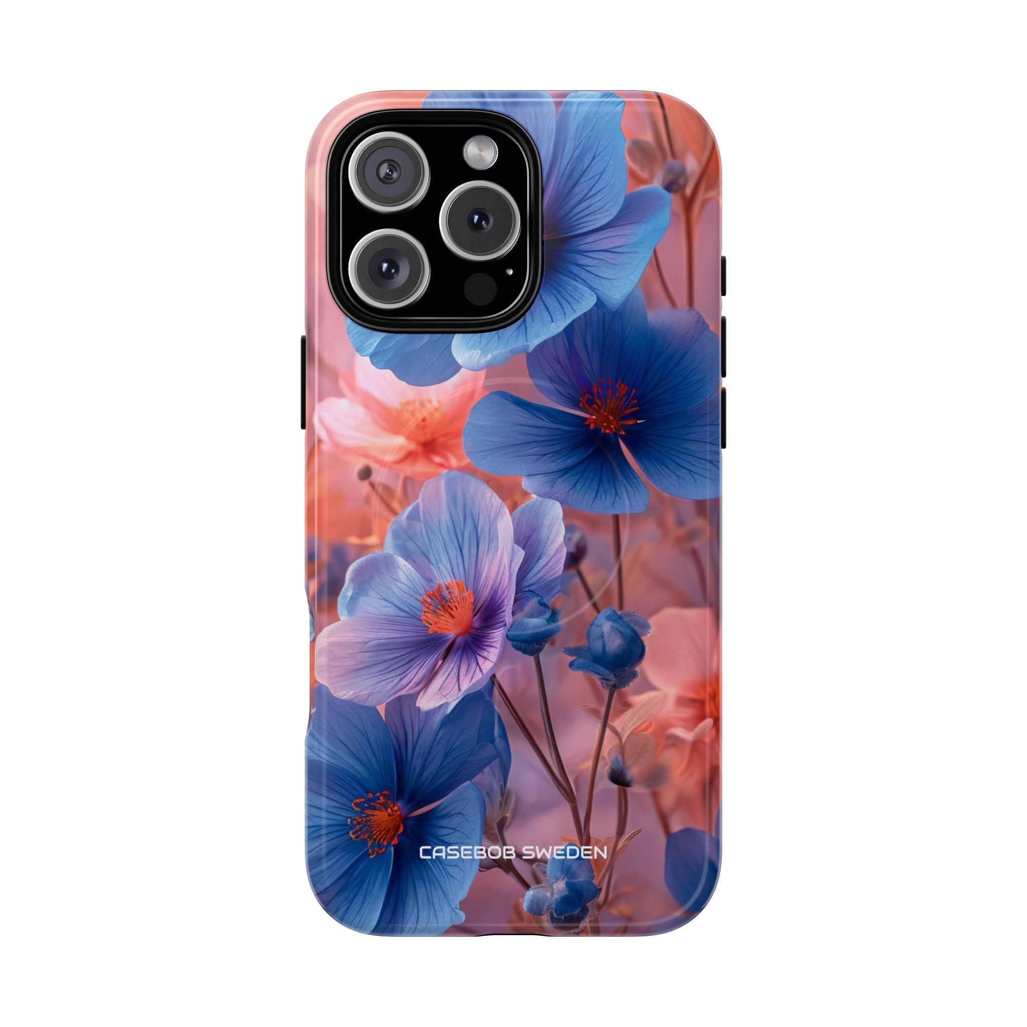 Blue Peach Blossoms - Tough + MagSafe® iPhone 16 Phone Case