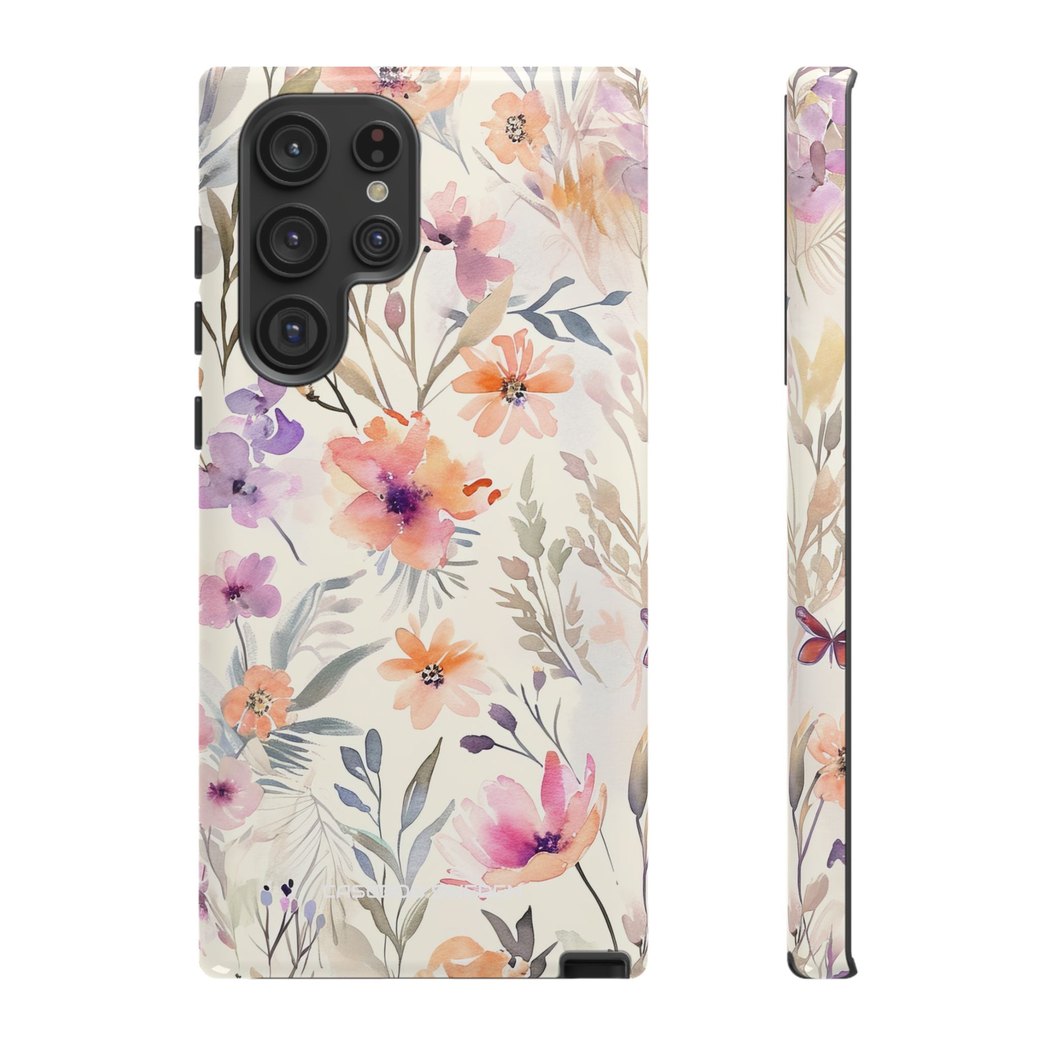 Soft Pink Floral Watercolor Design - Tough Samsung S22 Phone Case