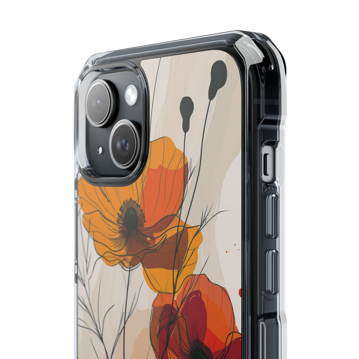 Feurige florale Abstraktion – Handyhülle für iPhone (Clear Impact – magnetisch)