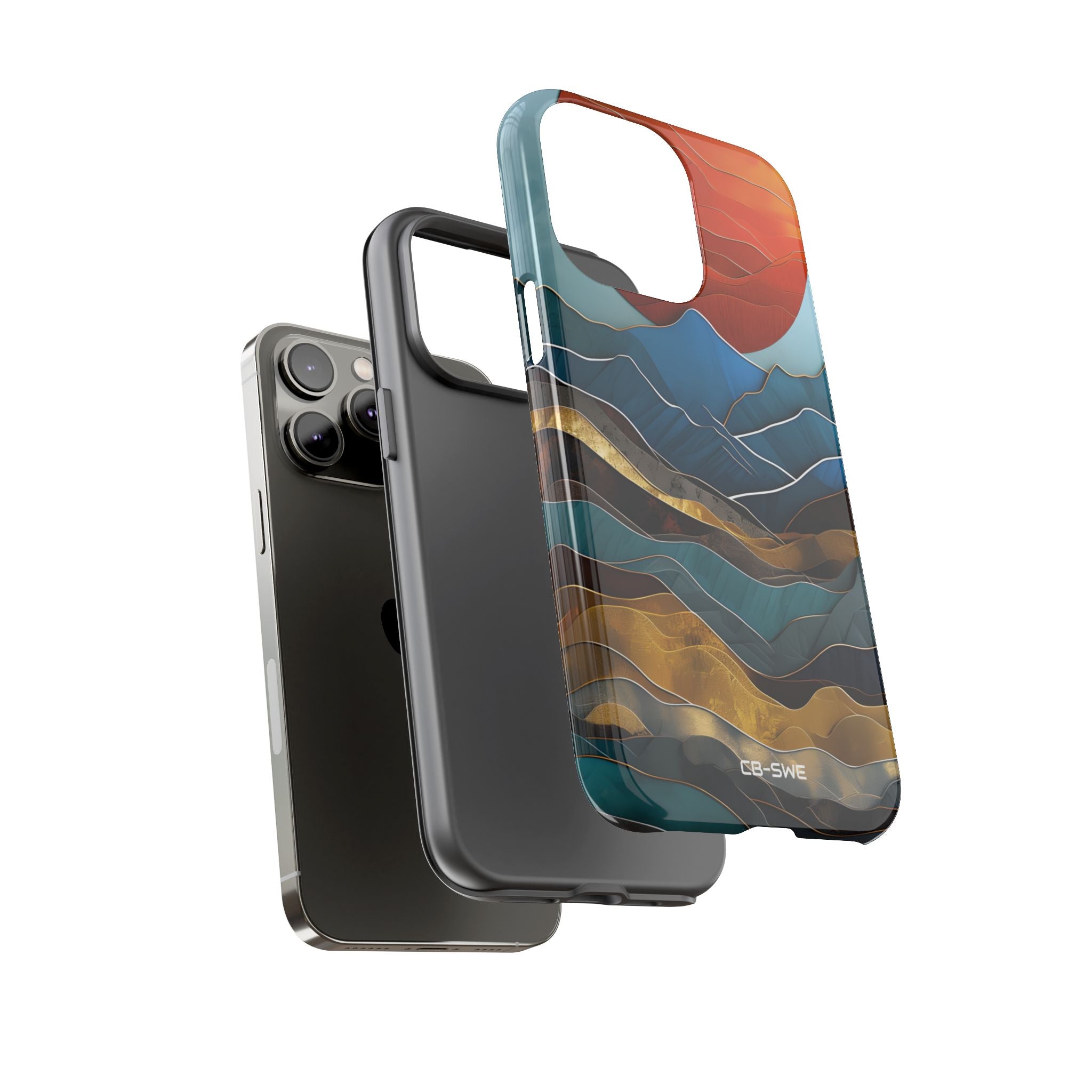 Sunset Geometry Waves - iPhone Case