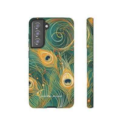 Peacock Elegance in Teal and Gold  Samsung S21 - Tough Phone Case