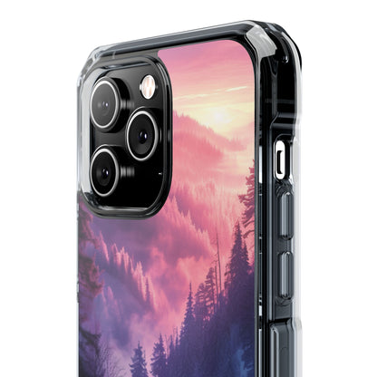 Misty Forest Serenity - Clear Impact iPhone 14 Phone Case