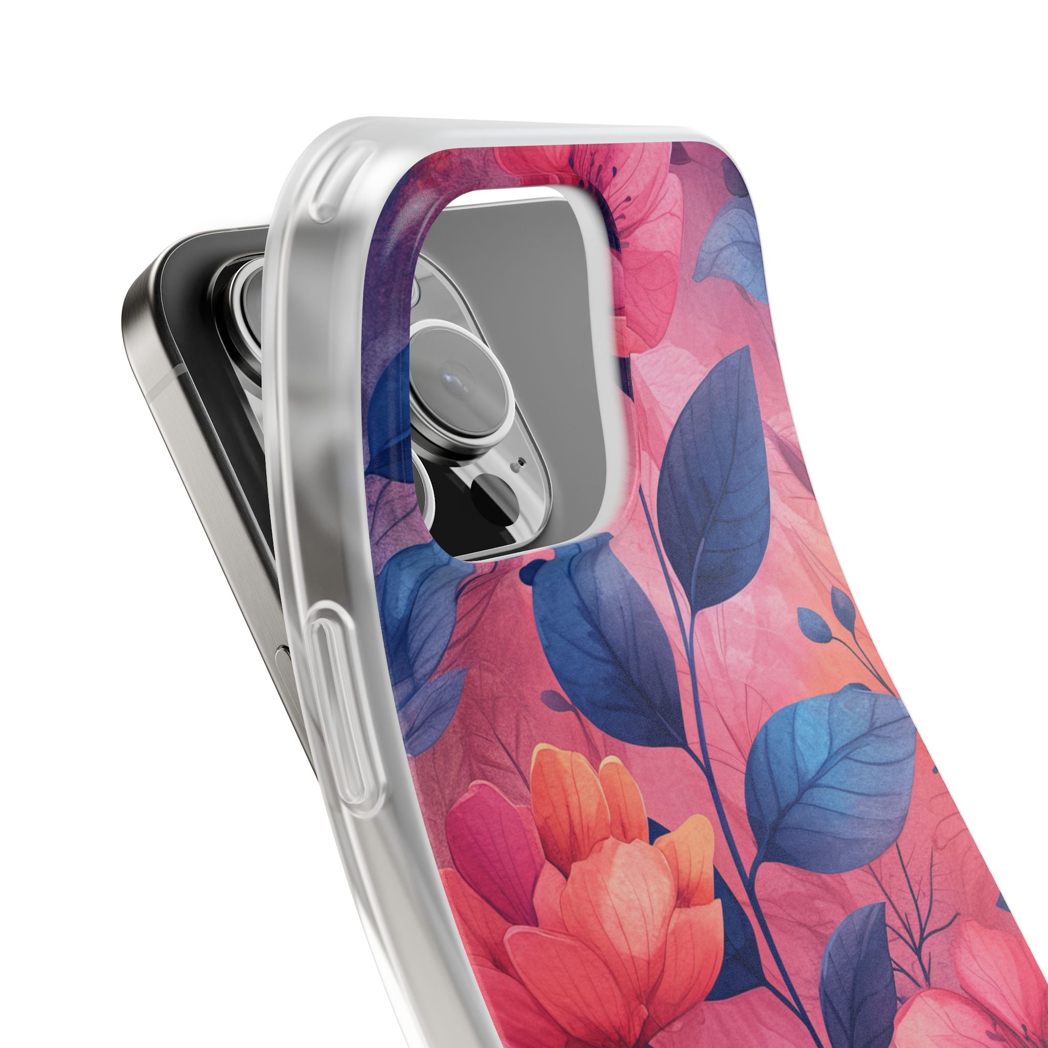 Pink Blue Floral - Flexi iPhone 16 Phone Case