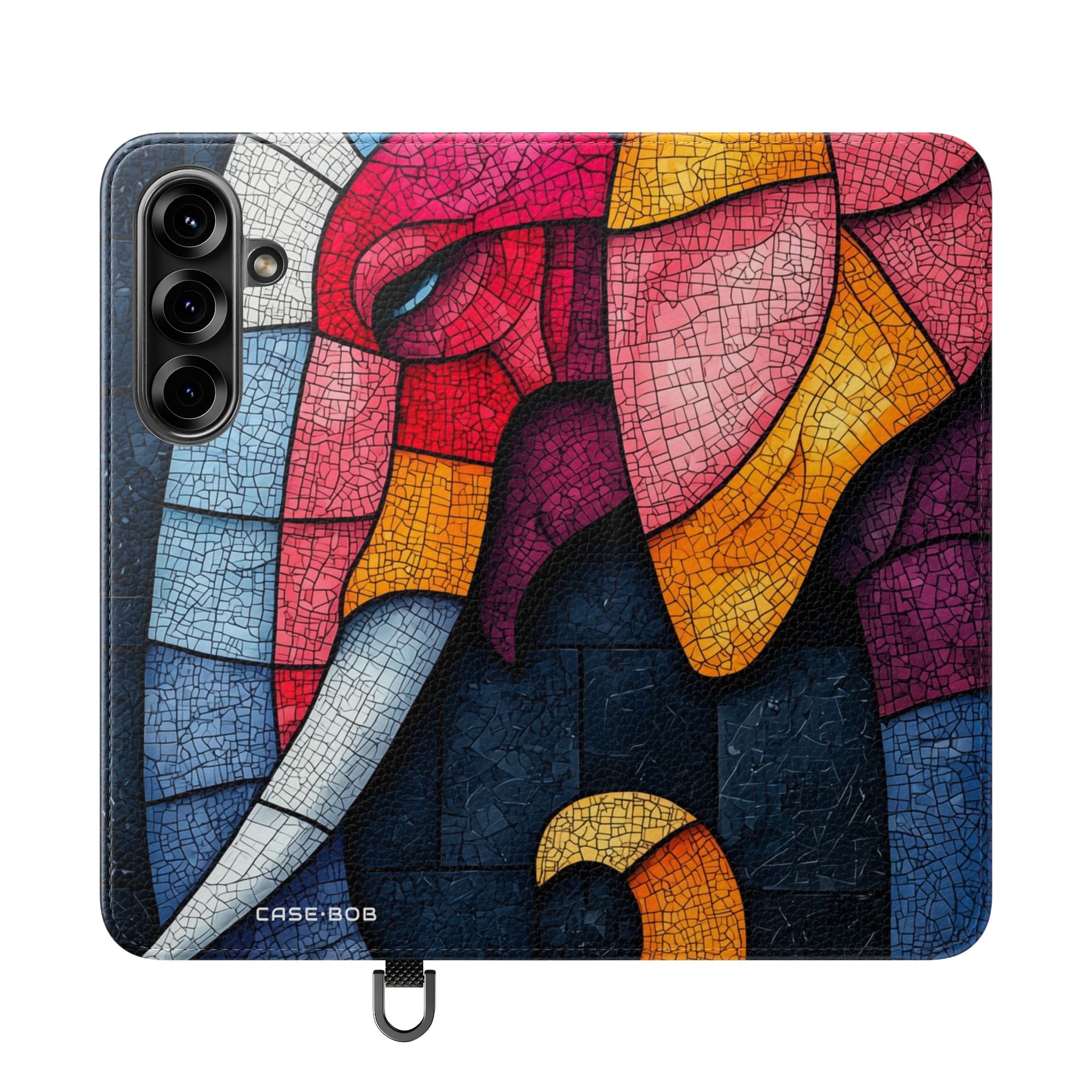 Sininen mosaiikkivala-elefantti - Samsung S25 -lompakkokotelo