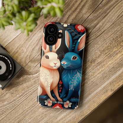 Rabbits Embrace Blossoms - iPhone Case