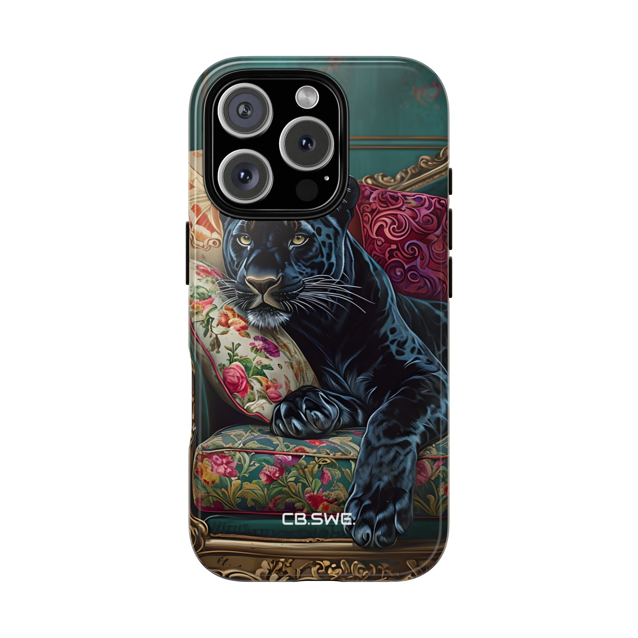 Serene Black Panther Vintage Royal Living Room Art iPhone 16 - Tough