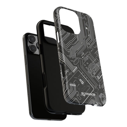 Circuitry Dreams: Abstract Black Design - for iPhone 16