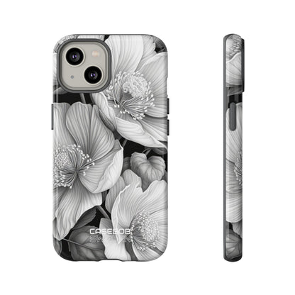 Monochrome Petal Dance iPhone 14 - Tough