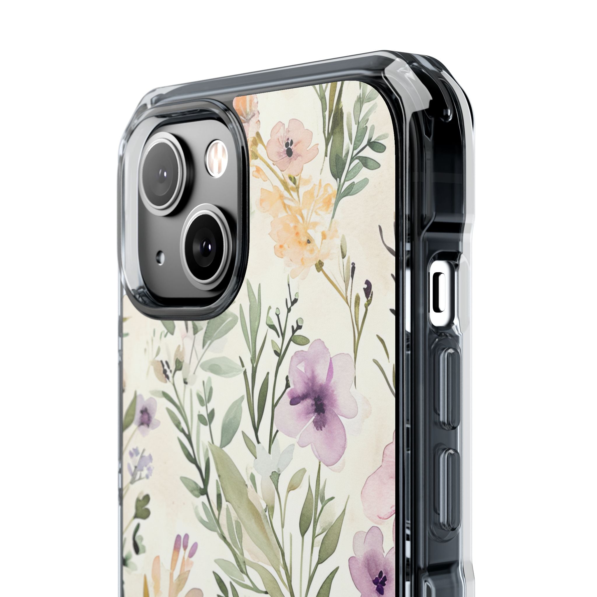 Soft Green Lavender Floral Pattern - Clear Impact iPhone 14 Phone Case