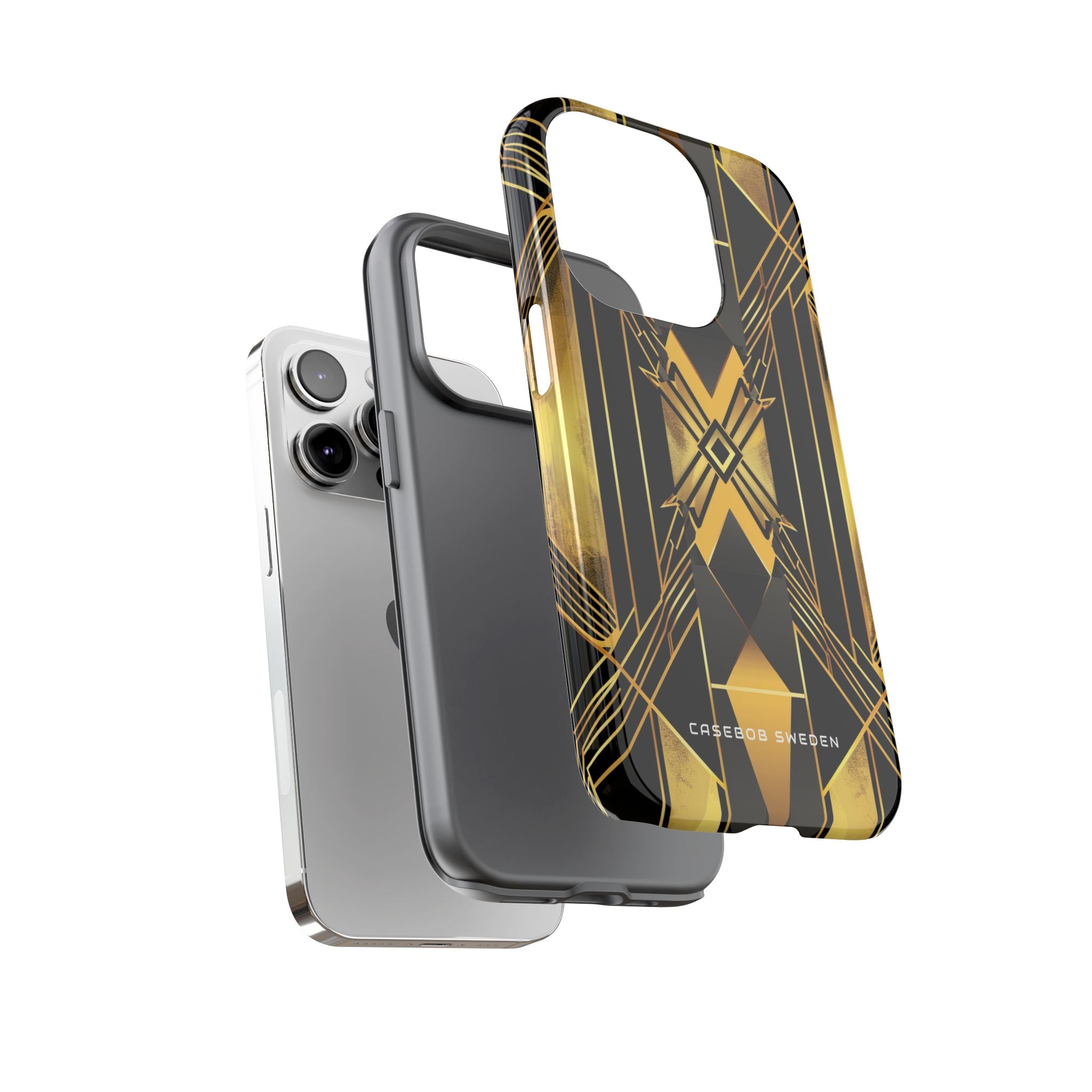 Golden Geometric Elegance iPhone 14 - Tough Phone Case