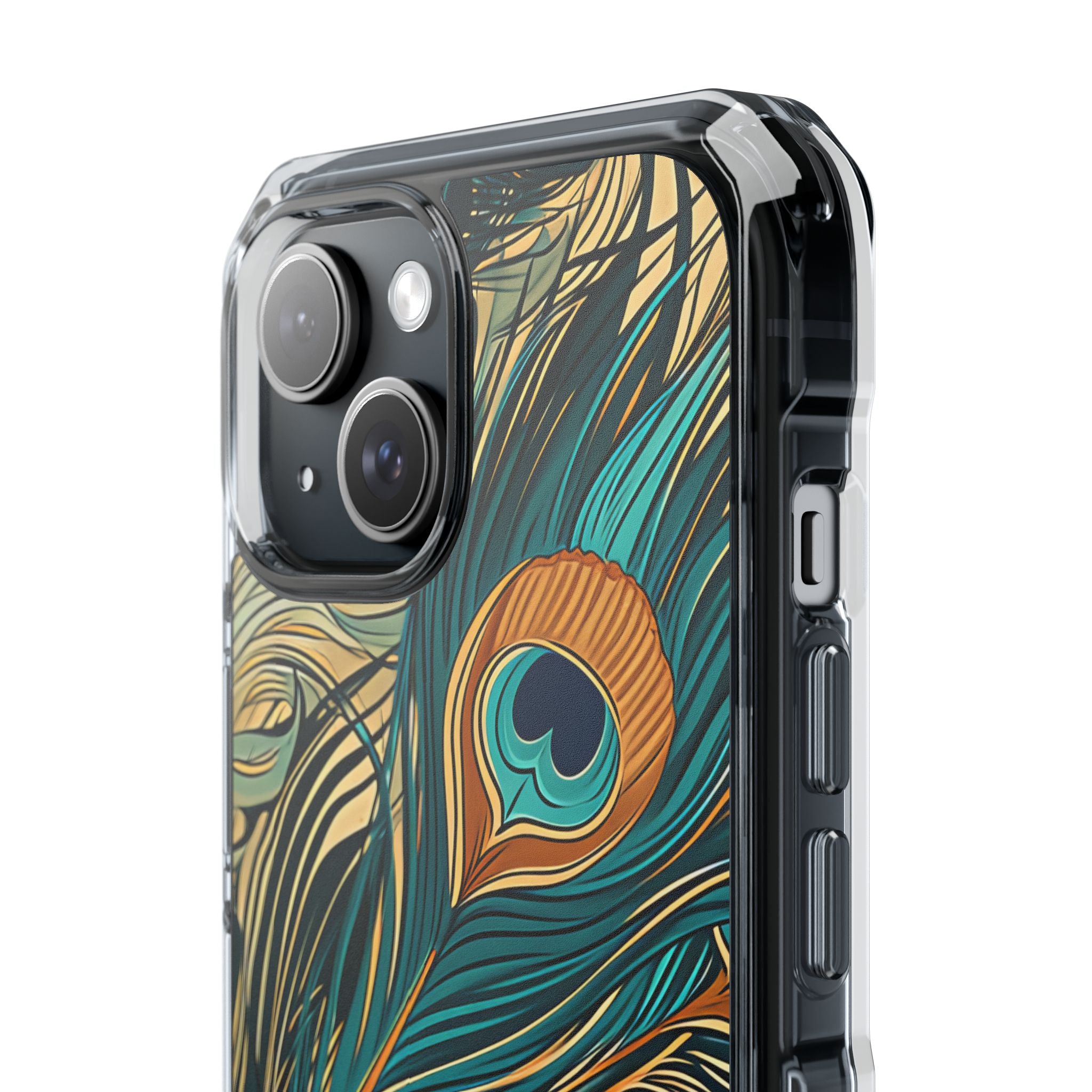 Art Nouveau Peacock Elegance iPhone 15 - Clear Impact Phone Case