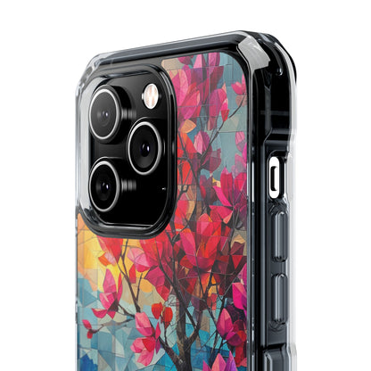 Vibrant Geometric Tree Landscape iPhone 14 - Clear Impact Phone Case