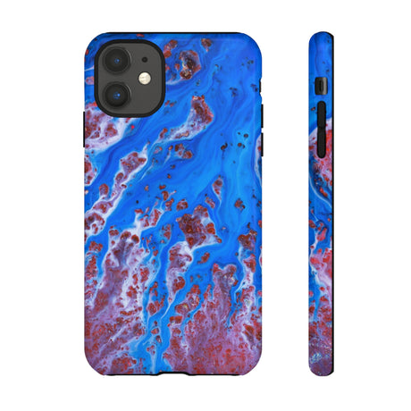 Bright Blue Ink Art iPhone Case (Protective) iPhone 11 Glossy Phone Case