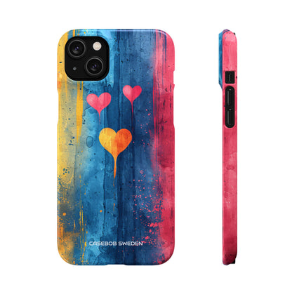 Hearts Watercolor Art - Slim iPhone 14 Phone Case