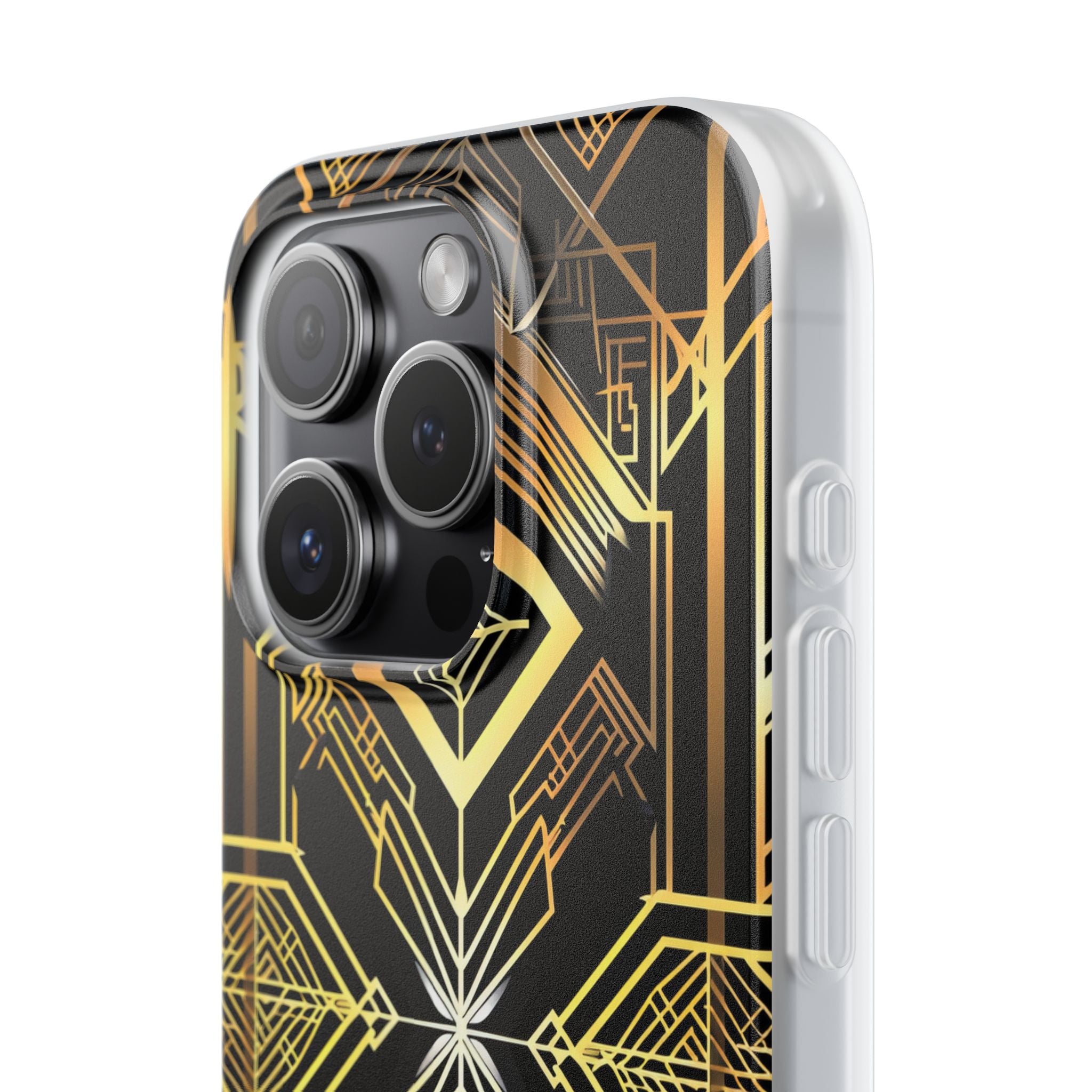 Golden Geometric Opulence iPhone 15 - Flexi Phone Case