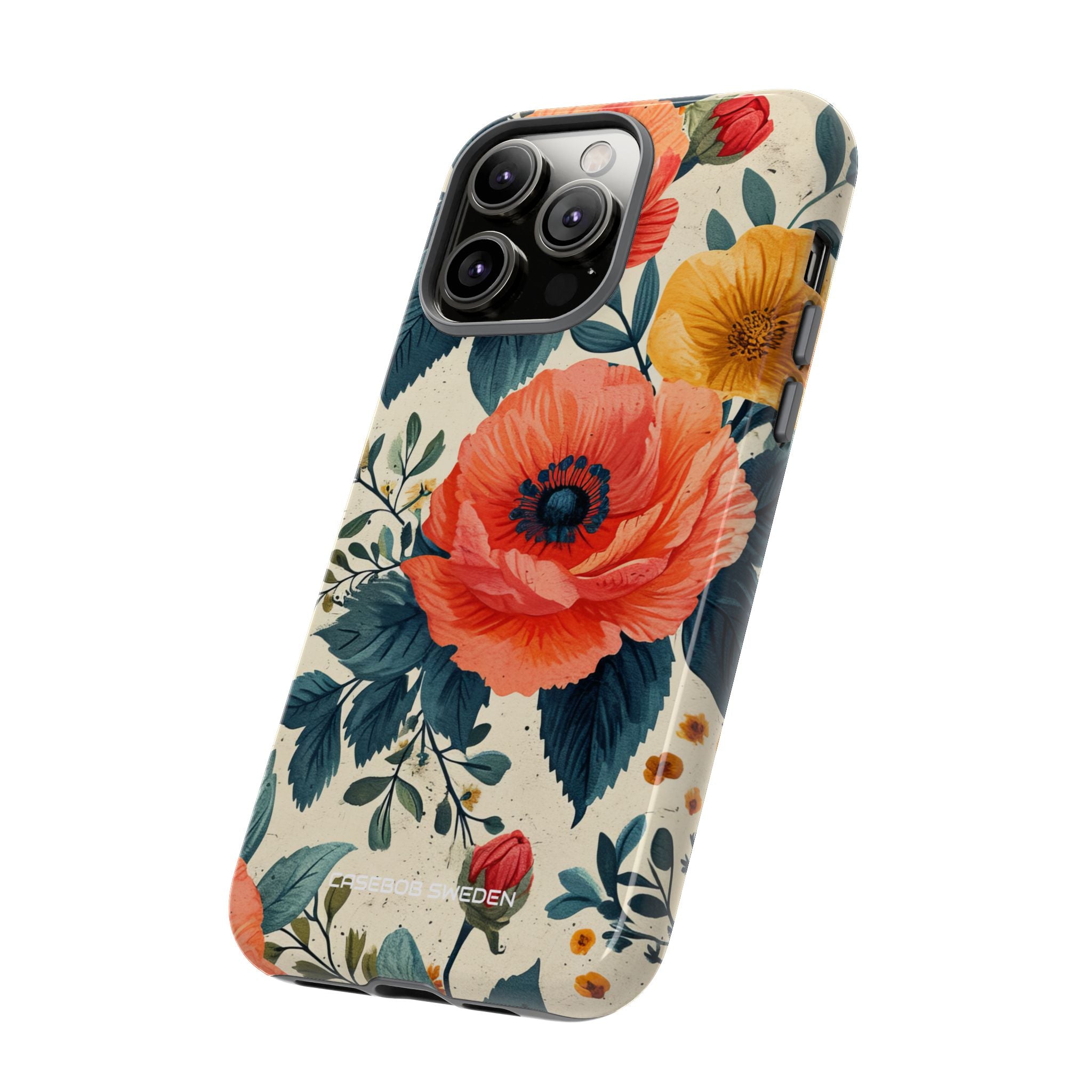 Vibrant Botanical Poppies - Tough iPhone 14 Phone Case