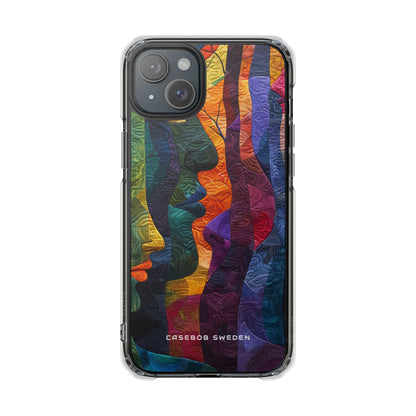 Harmonized Faces and Nature Fusion iPhone 15 - Clear Impact Phone Case