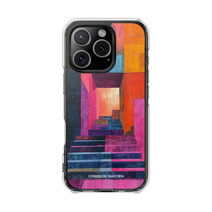 Pink Orange Geometry - Clear Impact iPhone 16 Phone Case