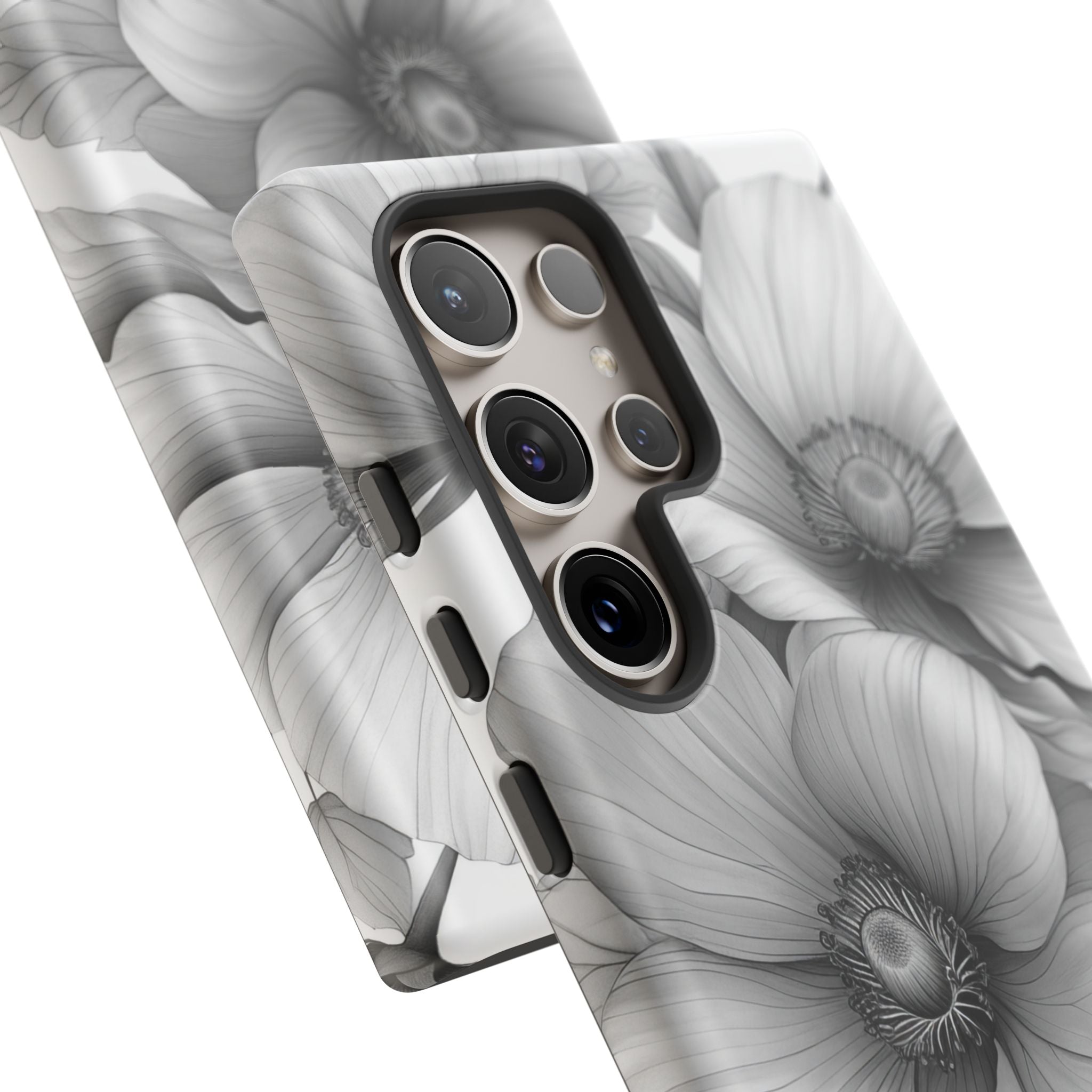 Botanical Elegance in Grayscale - For Samsung S24