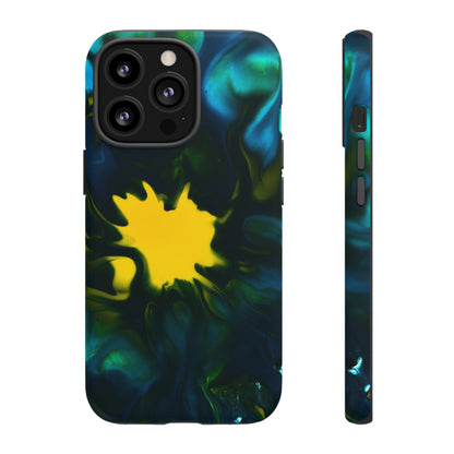 Yellow Spot Ink Art - Protective Phone Case