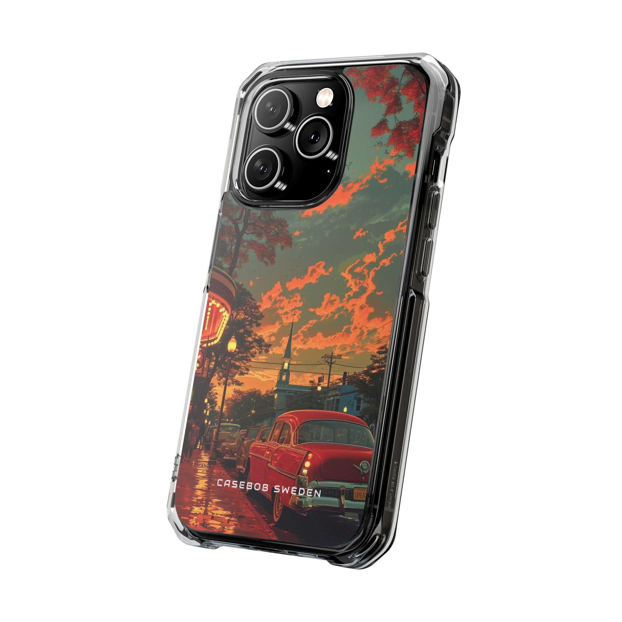 Mid-Century Nostalgia Streetscape iPhone 14 - Clear Impact Phone Case