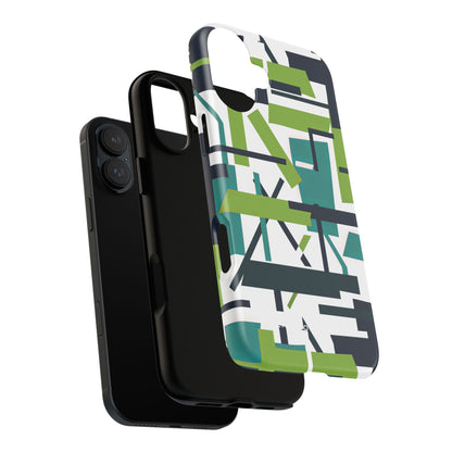 Green Geometry Glide iPhone 16 - Tough Phone Case