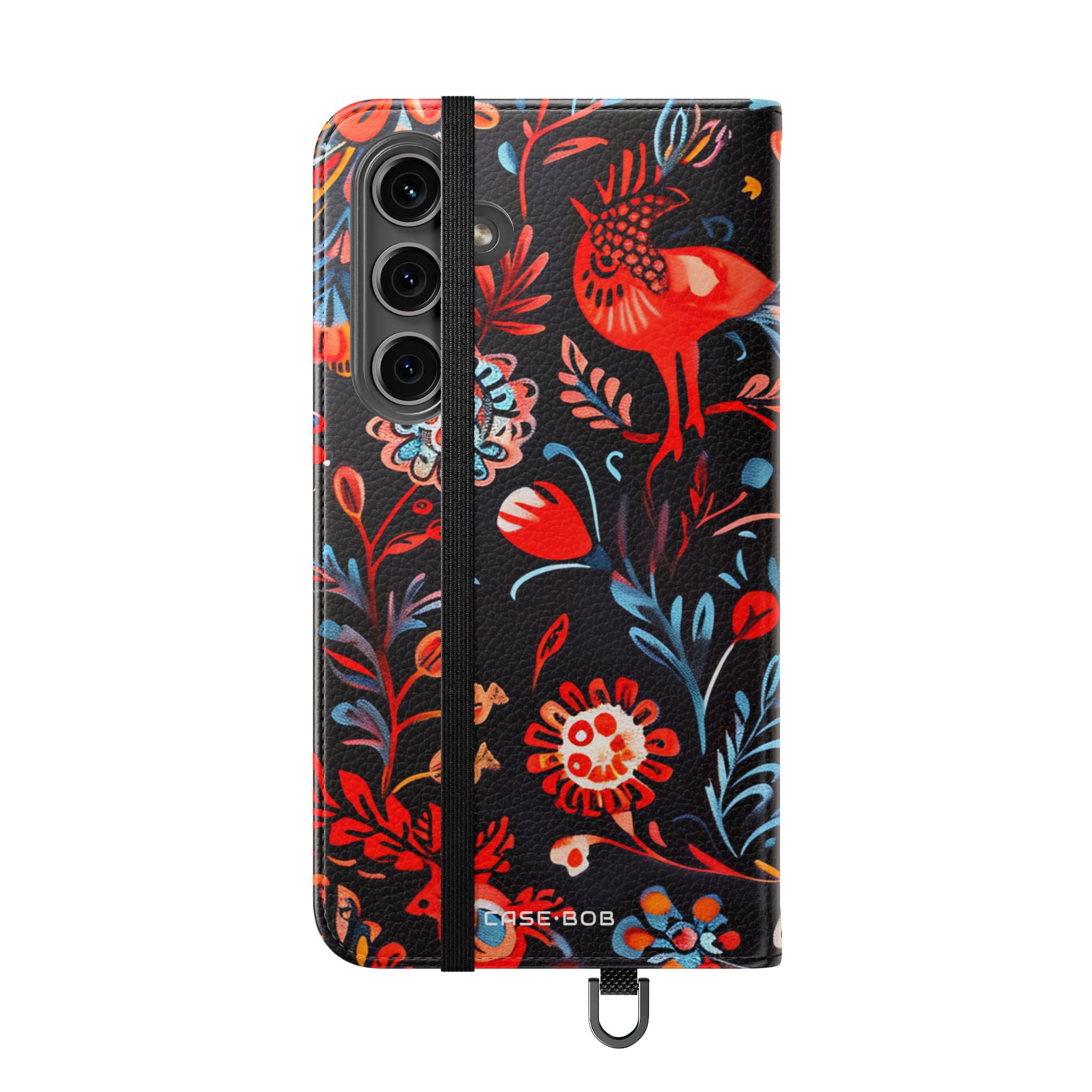 Folk Bird Flame - Samsung S24 Plus -lompakkokotelo