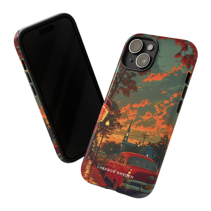 Mid-Century Nostalgia Streetscape iPhone 15 - Tough Phone Case