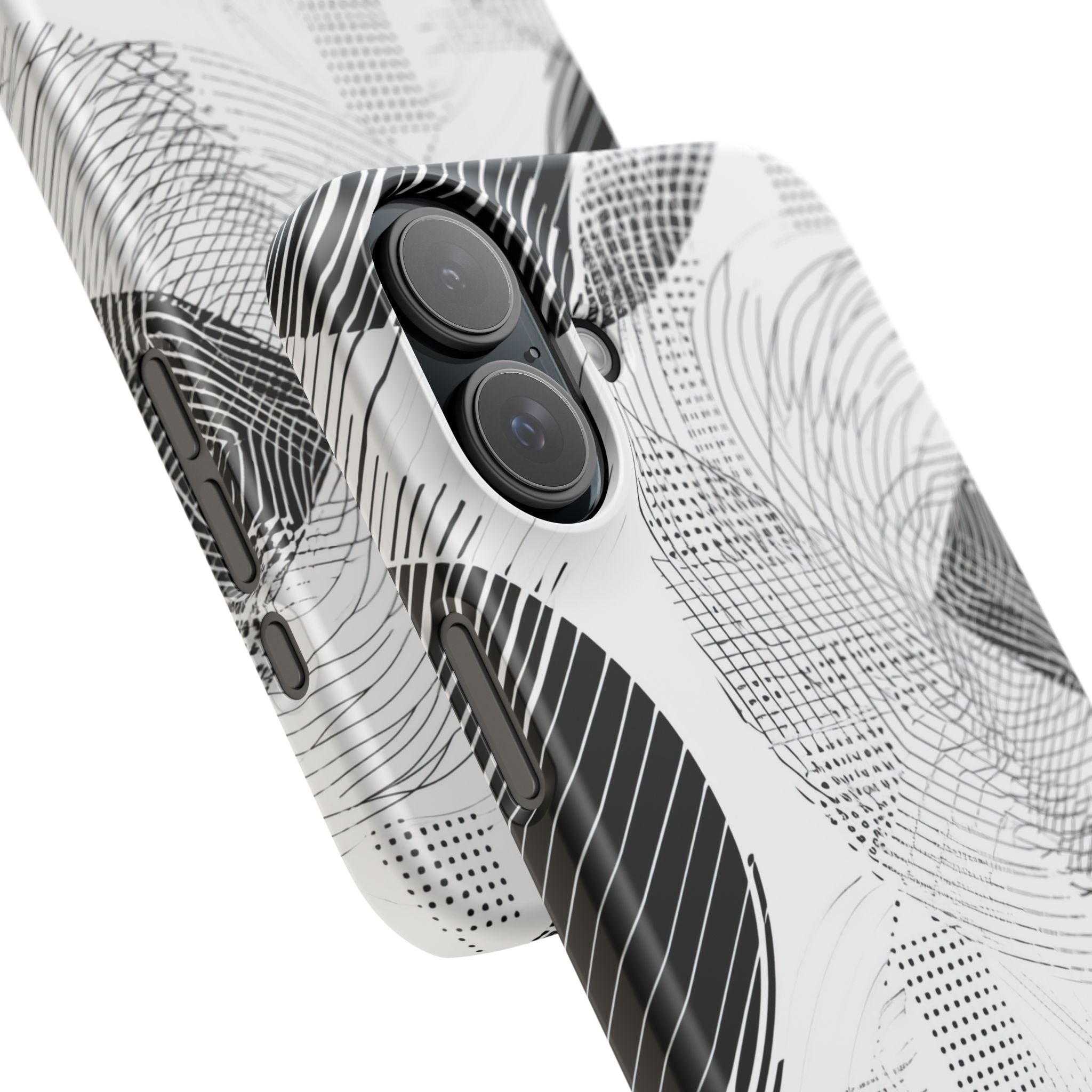 Geometric Monochrome Flow iPhone 16 - Slim Phone Case