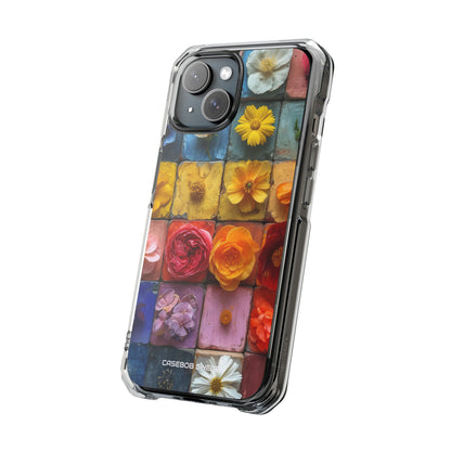 Vibrant Floral Tiles - Clear Impact iPhone 15 Phone Case