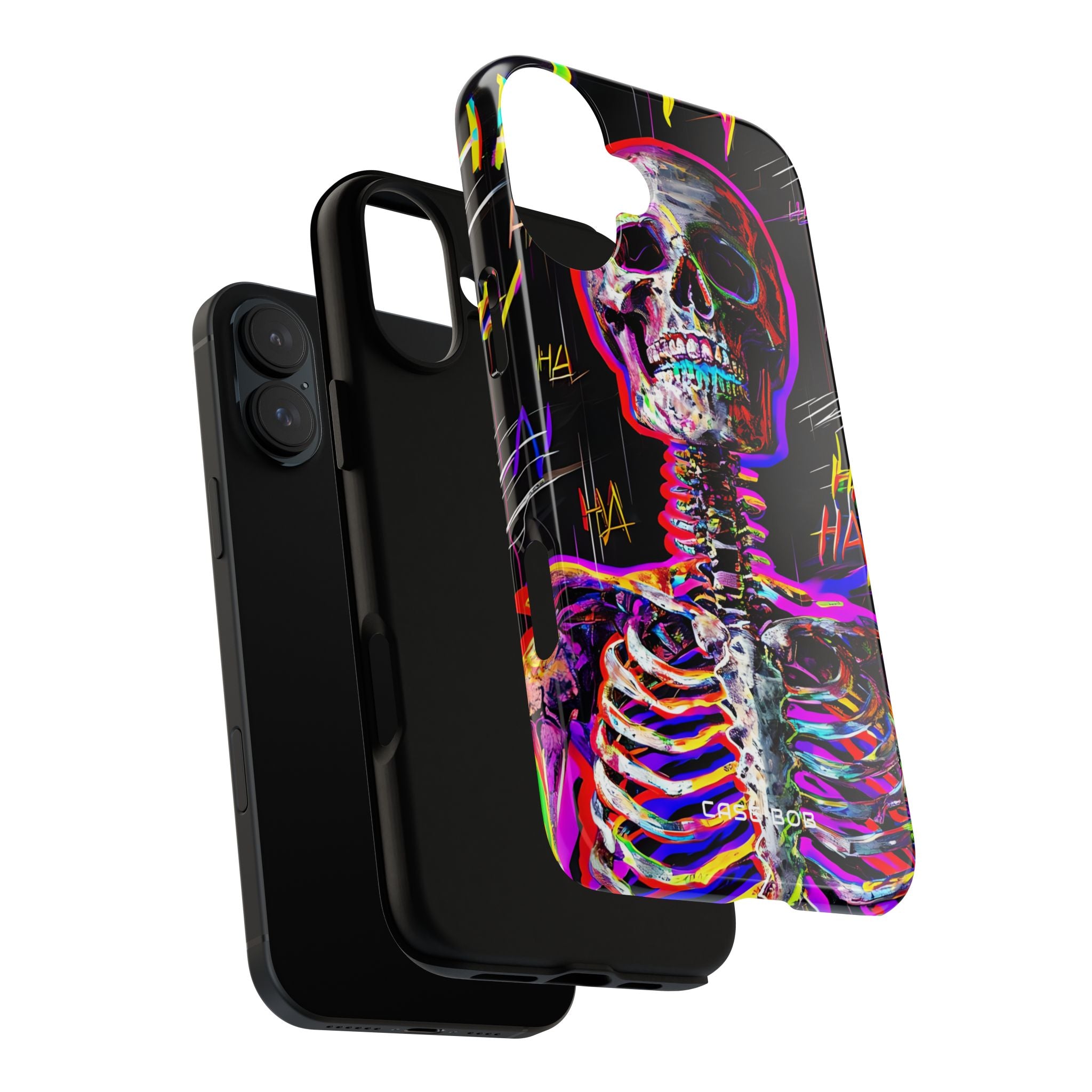 Neon Skeleton Laughter iPhone 16 Plus Case - Tough