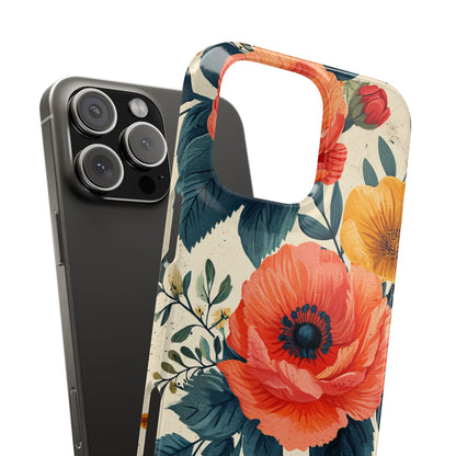 Vibrant Botanical Poppies - Slim iPhone 16 Phone Case