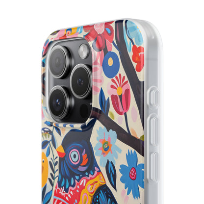 Whimsical Vintage Owl with Floral Charm iPhone 15 - Flexi Phone Case