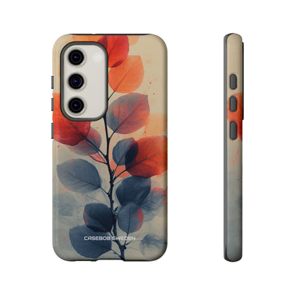 Orange Gray Leaves - Tough Samsung S23 Phone Case