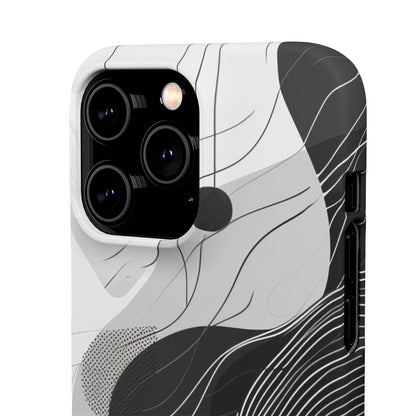 Fluid Rhythms: Monochrome Line Flow iPhone 14 - Slim Phone Case