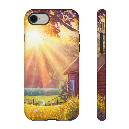 Flower Bushes Wooden House - Protective Phone Case