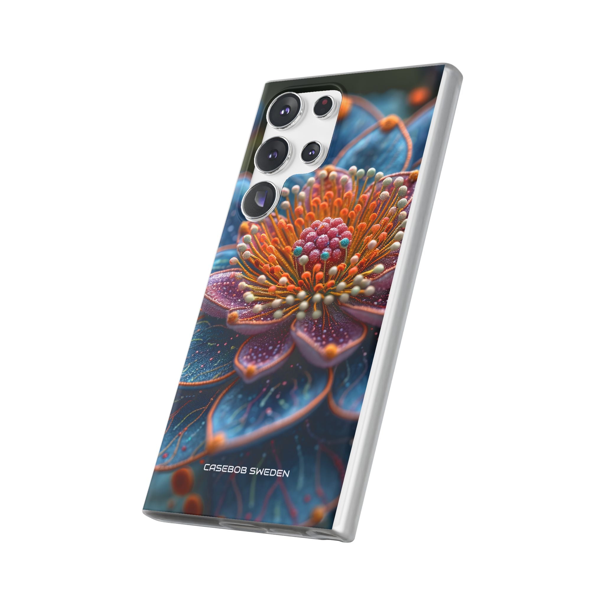 Blue-Orange Floral Swirl - Flexi Samsung S23 Phone Case