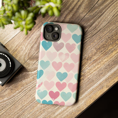 Retro Hearts Symmetry - iPhone Case