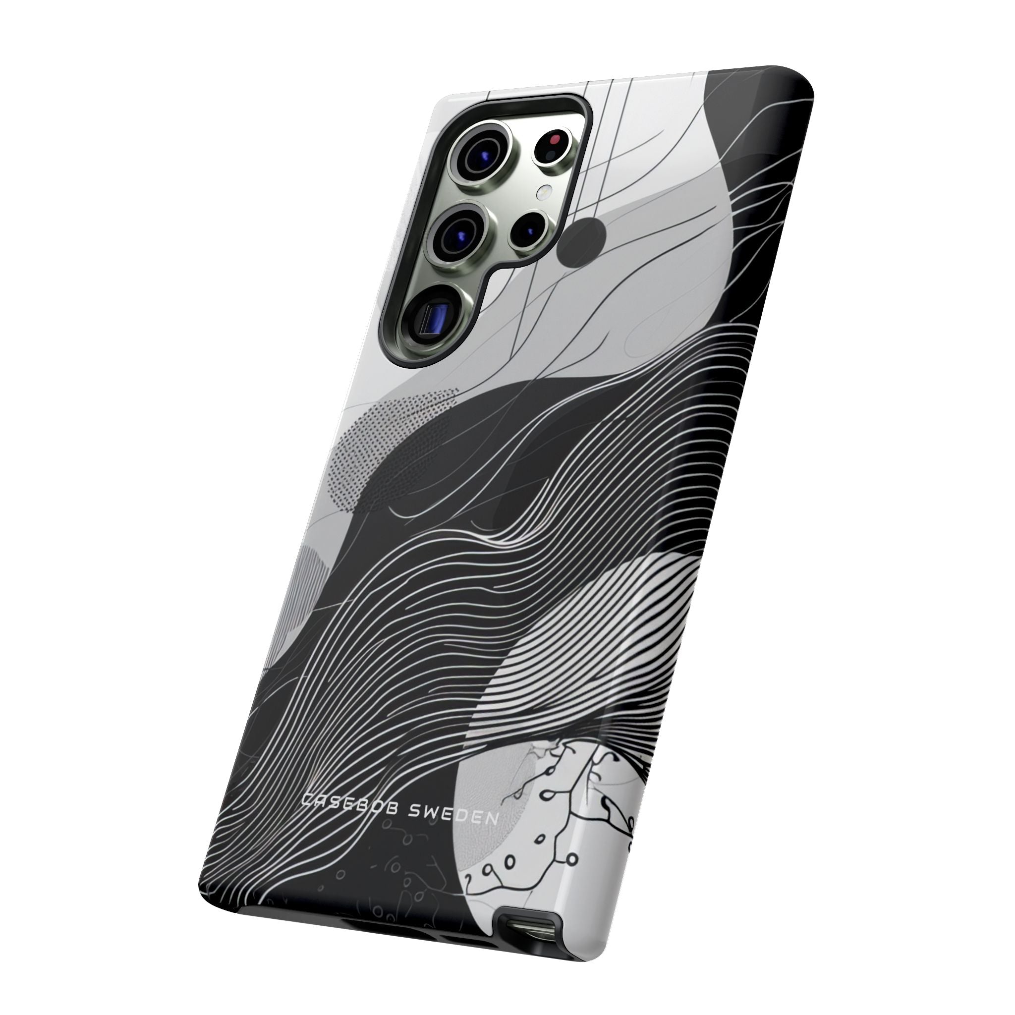 Fluid Rhythms: Monochrome Line Flow Samsung S23 - Tough Phone Case