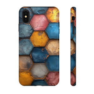 Pastel Honeycomb Bliss: Yellow & Blue - Protective Phone Case