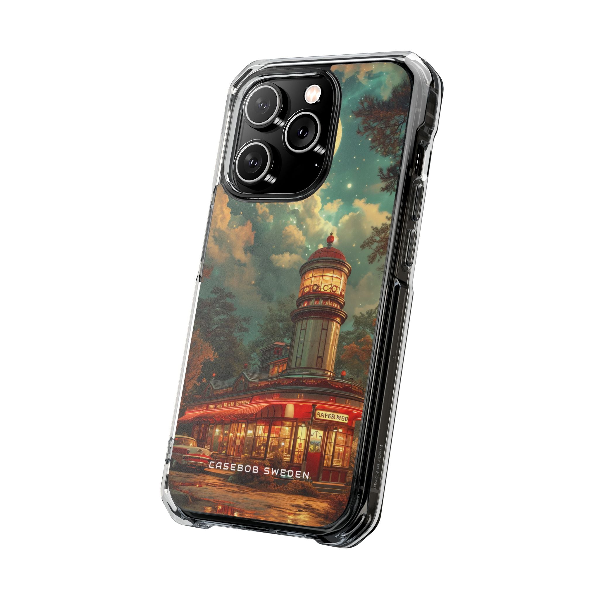 Vintage Moonlit Diner Fantasy iPhone 14 - Clear Impact Phone Case